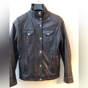 Elegant Dark Brown Leather Jacket for Women